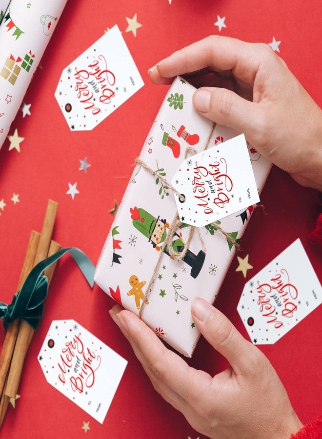 KINGLAKE Christmas Gift Tags with String,Merry and Bright Christmas Paper Tags for Gift Wrapping,Holiday Present Wrap for Holiday and Celebrations - Image 5